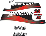 Mercury Marine 25 HP Outboards Motor Top Cowl Cove Decal Sticker Set 811304A00, 854693A00, 808499A00, 897508A02, 854693A05 - SOXA Marine