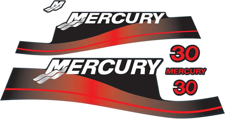 Mercury Marine 30 HP Outboards Motor Top Cowl Cove Decal Sticker Set 803640A00, 897510A01, 82409316 - SOXA Marine