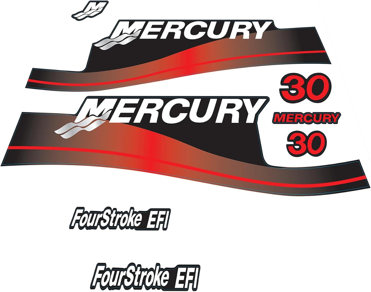 Mercury Marine 30 HP Outboards Motor Top Cowl Cove Decal Sticker Set 803640A00, 897510A01, 82409316 - SOXA Marine