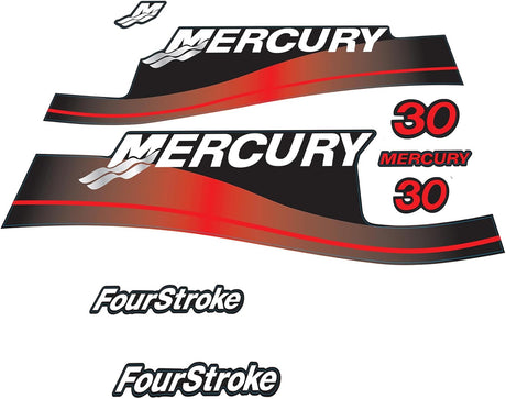 Mercury Marine 30 HP Outboards Motor Top Cowl Cove Decal Sticker Set 803640A00, 897510A01, 82409316 - SOXA Marine