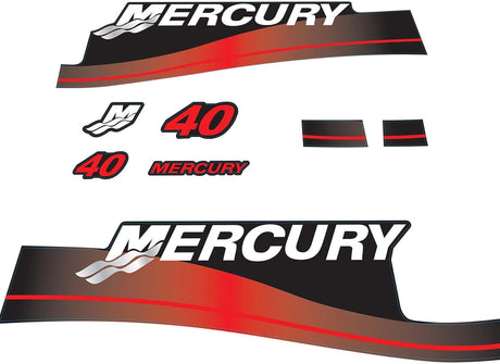 Mercury Marine 40 HP Outboards Motor Top Cowl Cove Decal Sticker Set 803641A00, 824093A00, 82409316, 897510A02, 82409316 - SOXA Marine