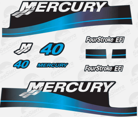 Mercury Marine 40 HP Outboards Motor Top Cowl Cove Decal Sticker Set 803641A00, 824093A00, 82409316, 897510A02, 82409316 - SOXA Marine