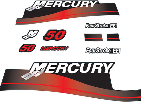 Mercury Marine 50 HP Outboards Motor Top Cowl Cove Decal Sticker Set 852079A00 , 826337A00, 883525A02, 859267 - 7 - SOXA Marine