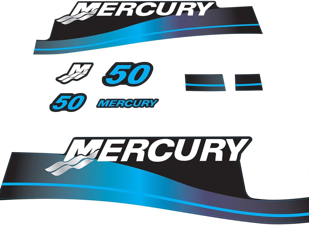 Mercury Marine 50 HP Outboards Motor Top Cowl Cove Decal Sticker Set 852079A00 , 826337A00, 883525A02, 859267 - 7 - SOXA Marine