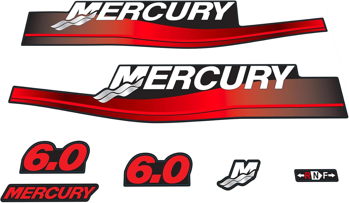 Mercury Marine 6 HP Outboards Motor Top Cowl Cove Decal Sticker Set 808522A00, 808522A96, 808522A94, 804769A00, 37 - 808522A96, 37 - 808522A94 - SOXA Marine