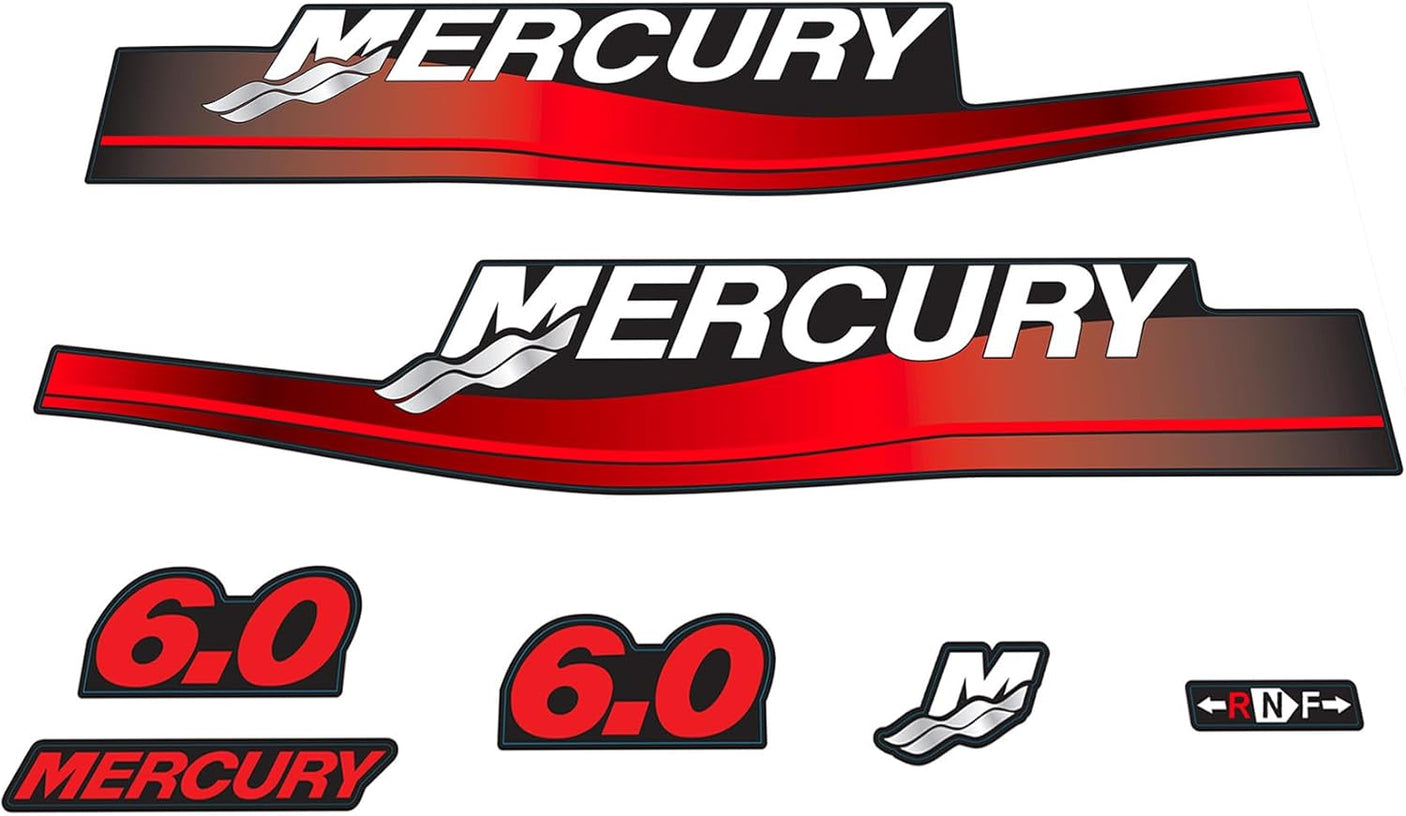 Mercury Marine 6 HP Outboards Motor Top Cowl Cove Decal Sticker Set 808522A00, 808522A96, 808522A94, 804769A00, 37 - 808522A96, 37 - 808522A94 - SOXA Marine