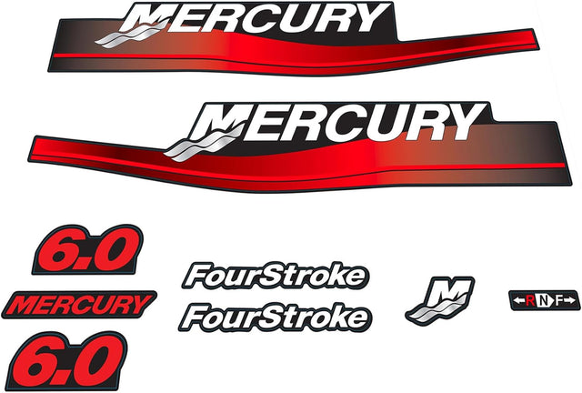 Mercury Marine 6 HP Outboards Motor Top Cowl Cove Decal Sticker Set 808522A00, 808522A96, 808522A94, 804769A00, 37 - 808522A96, 37 - 808522A94 - SOXA Marine