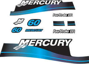Mercury Marine 60 HP Outboards Motor Top Cowl Cove Decal Sticker Set 879753A01, 826313A01, 883526A02, 804704A00 - SOXA Marine