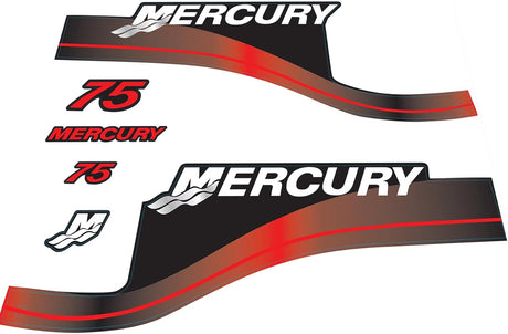 Mercury Marine 75 HP Outboards Motor Top Cowl Cove Decal Sticker Set 804855A05, 804855A00, 808549A00 - SOXA Marine