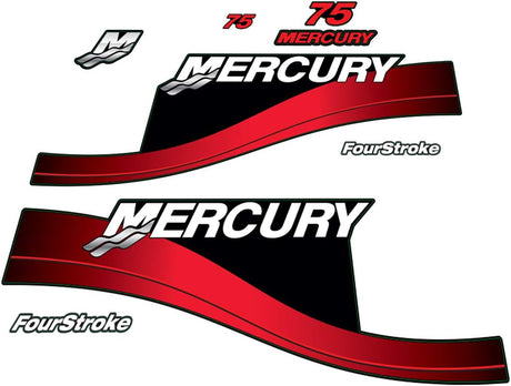 Mercury Marine 75 HP Outboards Motor Top Cowl Cove Decal Sticker Set 804855A05, 804855A00, 808549A00 - SOXA Marine
