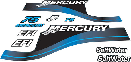 Mercury Marine 75 HP Outboards Motor Top Cowl Cove Decal Sticker Set 804855A05, 804855A00, 808549A00 - SOXA Marine
