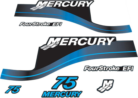 Mercury Marine 75 HP Outboards Motor Top Cowl Cove Decal Sticker Set 804855A05, 804855A00, 808549A00 - SOXA Marine