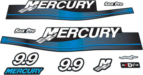 Mercury Marine 9.9 HP Outboards Motor Top Cowl Cove Decal Sticker Set 826335A00, 12836A00, 803158A00, 895197A05 - SOXA Marine