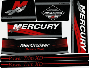 Mercury MerCruiser Stern Drive Engine Decals Sticker Kit Set 37 - 13722A90 Fit Bravo Two - SOXA Marine