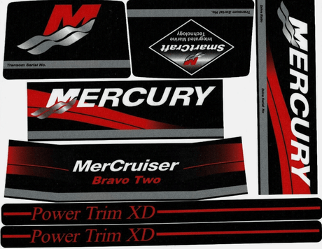 Mercury MerCruiser Stern Drive Engine Decals Sticker Kit Set 37 - 13722A90 Fit Bravo Two - SOXA Marine
