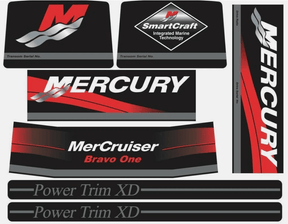 Mercury MerCruiser Stern Drive Engine Decals Sticker Kit Set 37 - 15167A90 Fit Bravo One - SOXA Marine