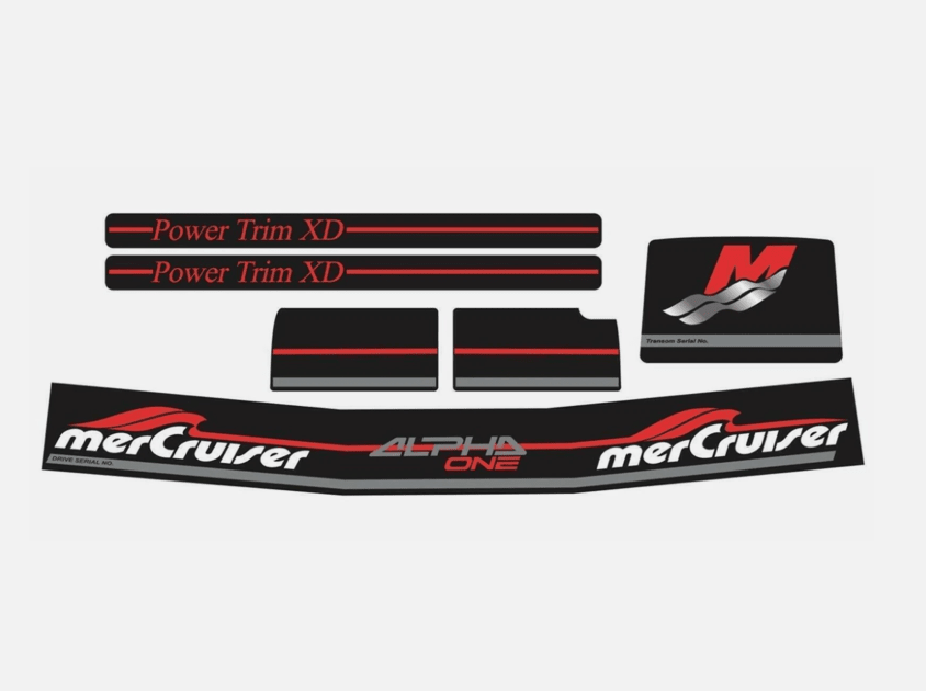 Mercury MerCruiser Stern Drive Engine Red Decals Sticker Kit Set 861431A98 Fit Alpa One Gen Two - SOXA Marine