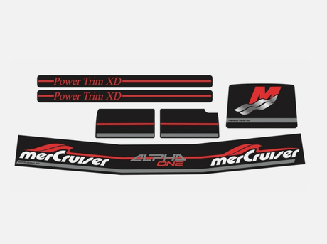 Mercury MerCruiser Stern Drive Engine Red Decals Sticker Kit Set 861431A98 Fit Alpa One Gen Two - SOXA Marine
