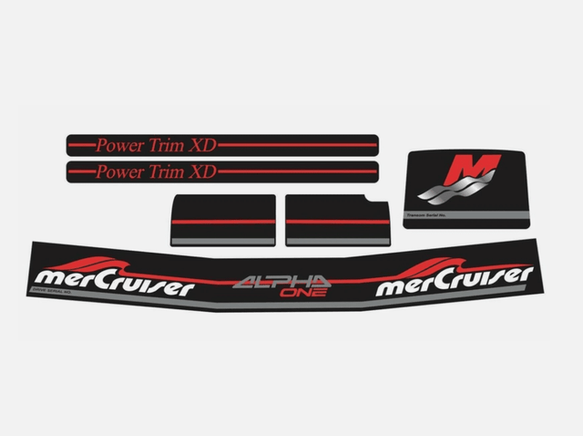 Mercury MerCruiser Stern Drive Engine Red Decals Sticker Kit Set 861431A98 Fit Alpa One Gen Two - SOXA Marine