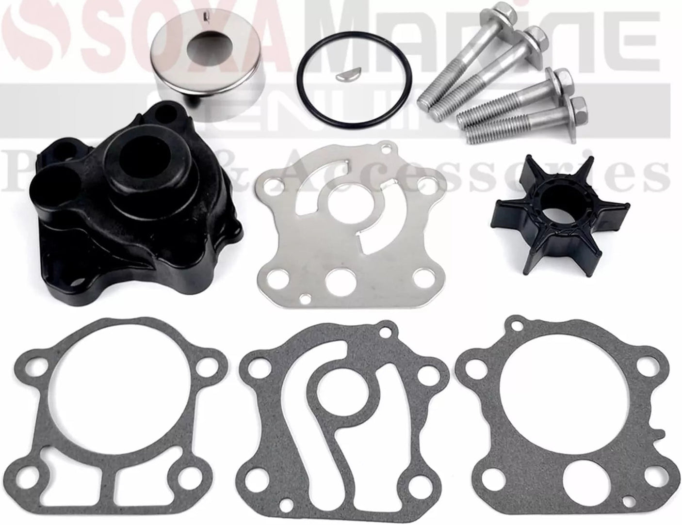 Soxa Marine 46 - 84188M, 84188M Water Pump Impeller Repair Kit for Mercury Mariner 48 55 60 HP Boat Motor Engine 46 - 84188T, 84188T - SOXA Marine