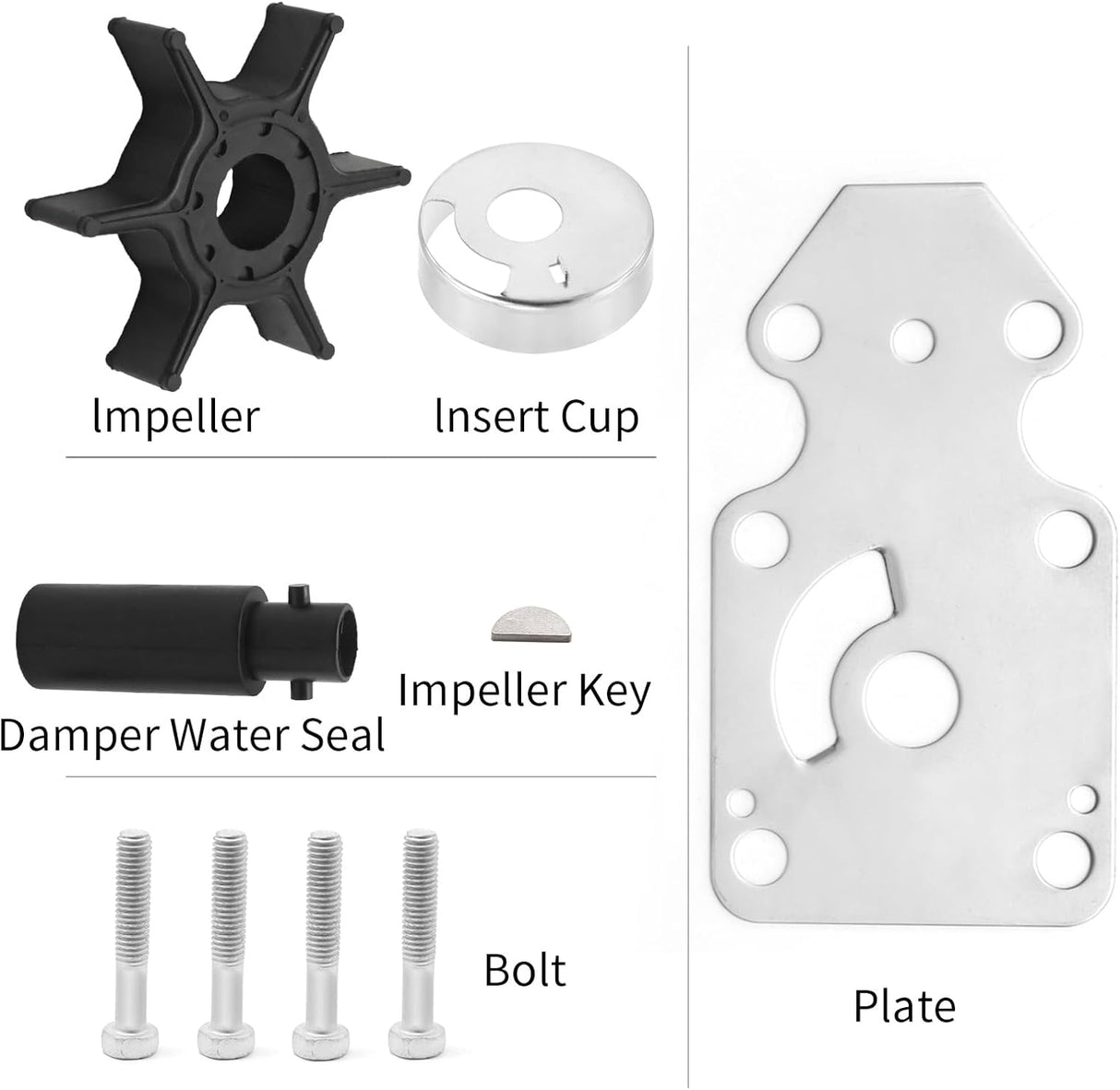 Soxa Marine 69G - W0078 - 01, 69G - W0078 - 00 Water Pump Impeller Service Kit for Yamaha Outboards 4 Stroke 8 9.9 HP Boat Motor Engine 69G - W0078 - 02, 69G - W0078 - 03 - SOXA Marine
