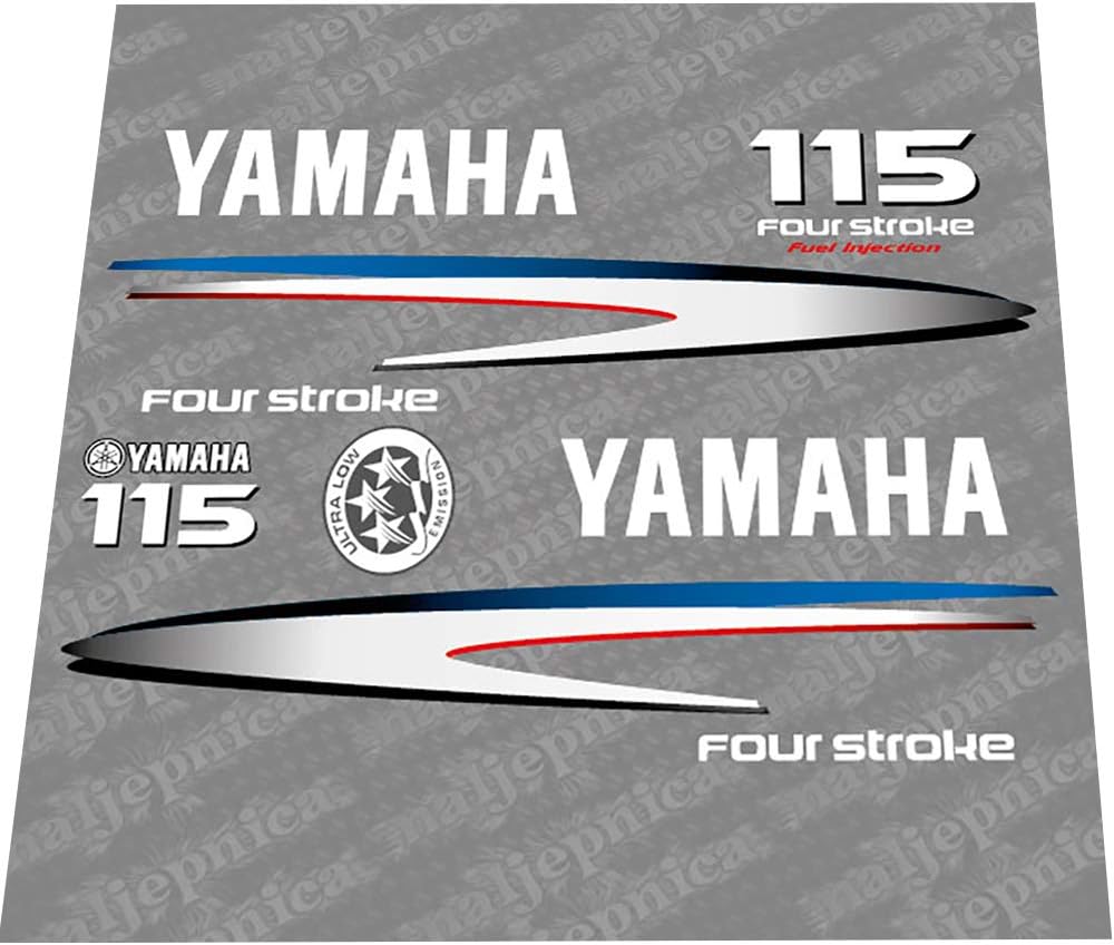 Yamaha Marine 115 HP Outboards Motor Top Cowl Cove Decal Sticker Kit - SOXA Marine