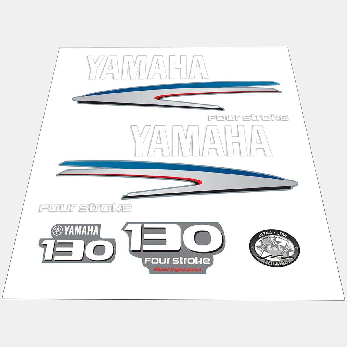 Yamaha Marine 130 HP Outboards Motor Top Cowl Cove Decal Sticker Kit - SOXA Marine