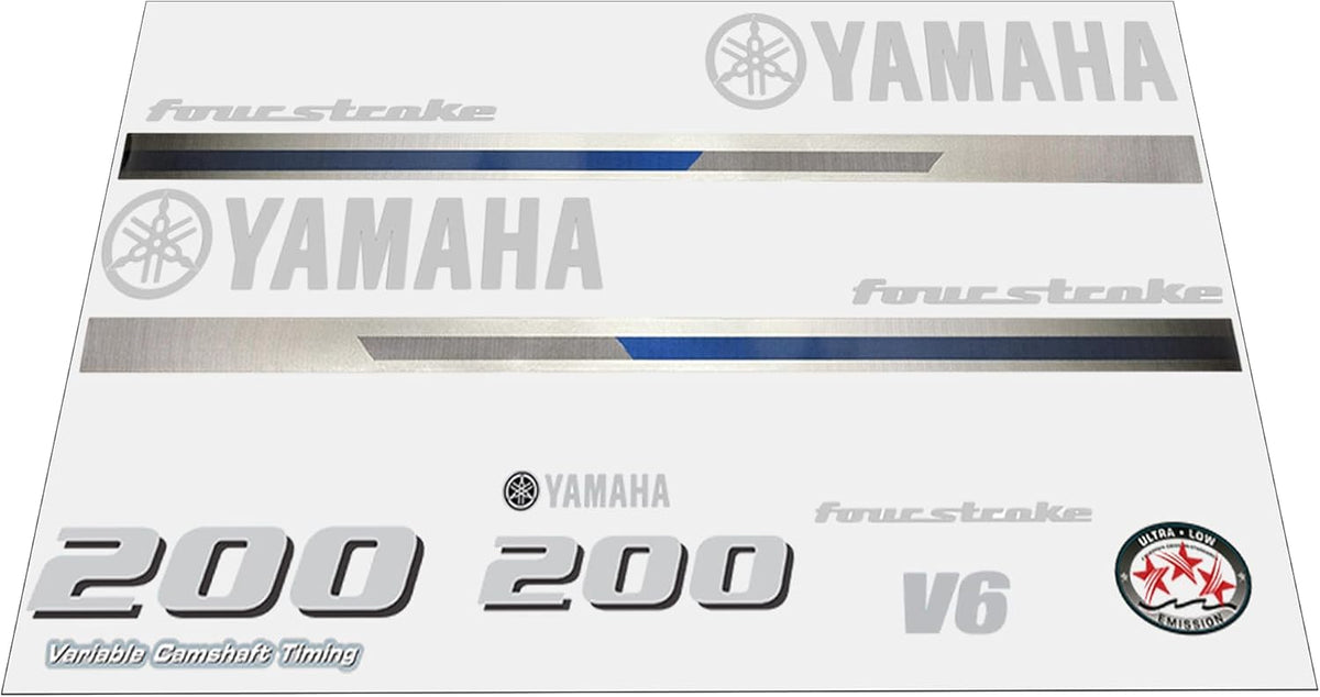 Yamaha Marine 200 HP Outboards Motor Top Cowl Cove Decal Sticker Kit - SOXA Marine