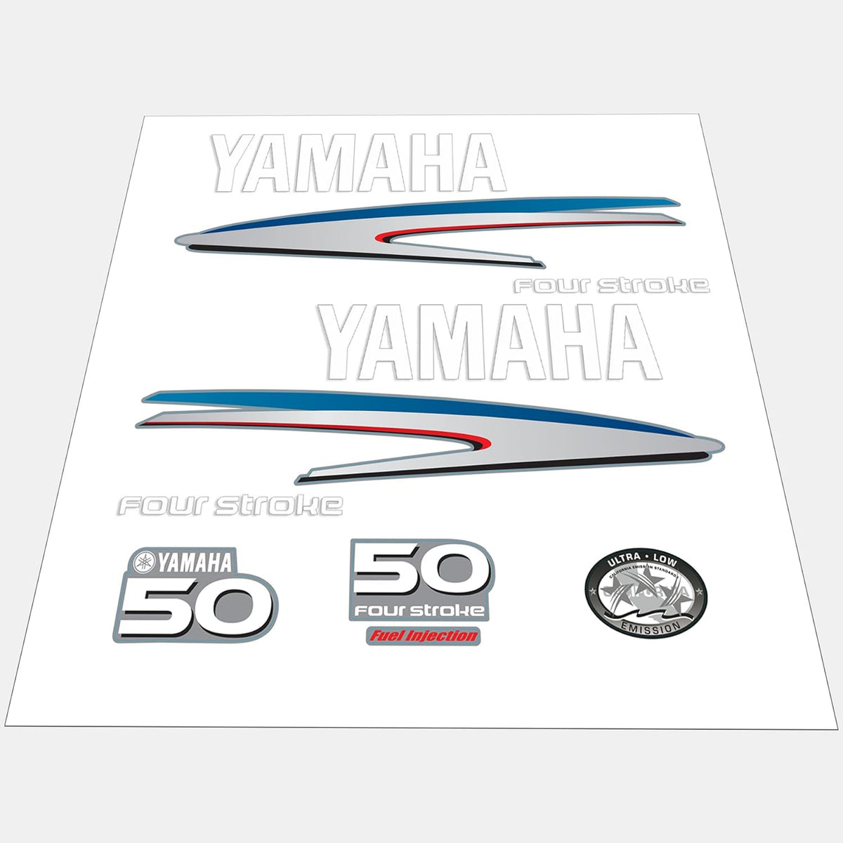 Yamaha Marine 50 HP Outboards Motor Top Cowl Cove Decal Sticker Kit - SOXA Marine