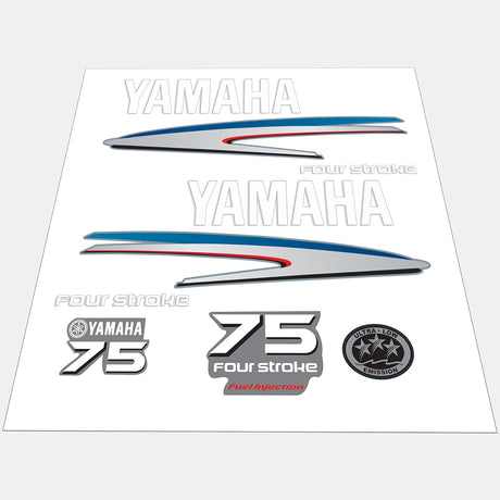 Yamaha Marine 75 HP Outboards Motor Top Cowl Cove Decal Sticker Kit - SOXA Marine