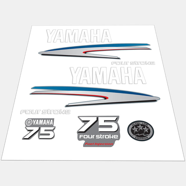 Yamaha Marine 75 HP Outboards Motor Top Cowl Cove Decal Sticker Kit - SOXA Marine